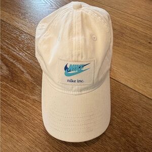 Nike Kids White Cap with Teal and Aqua Logo Patch